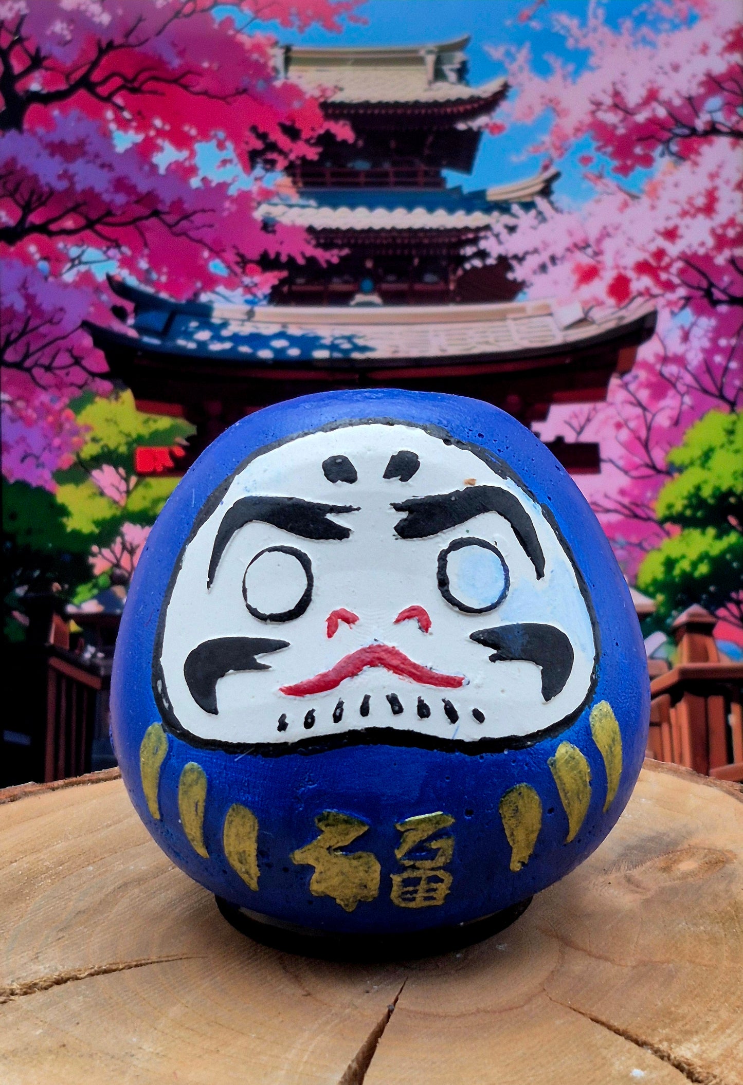 Daruma en plâtre peint à la main.