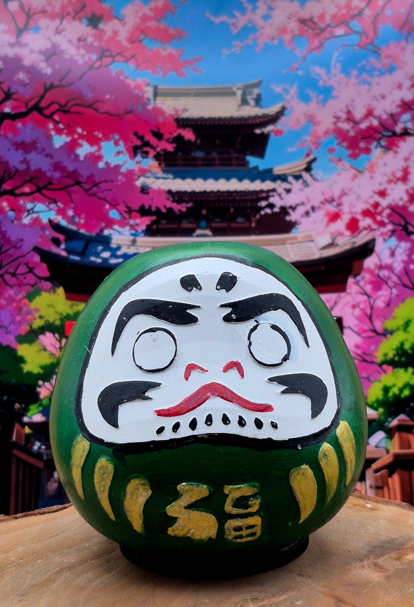 Daruma en plâtre peint à la main.