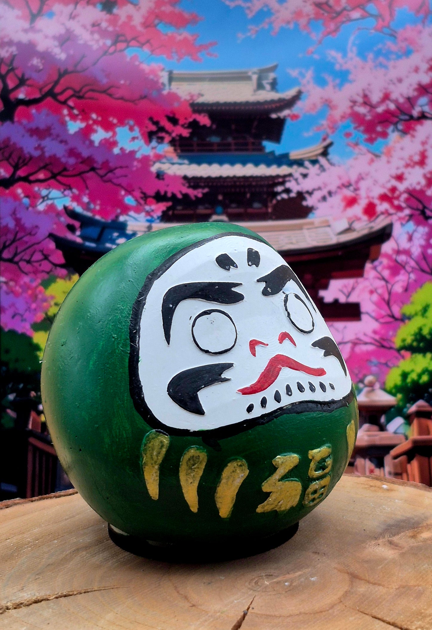 Daruma en plâtre peint à la main.