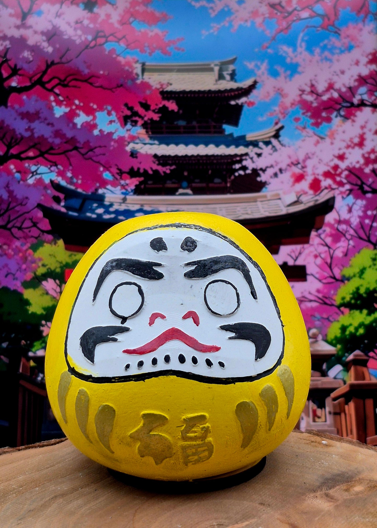 Daruma en plâtre peint à la main.