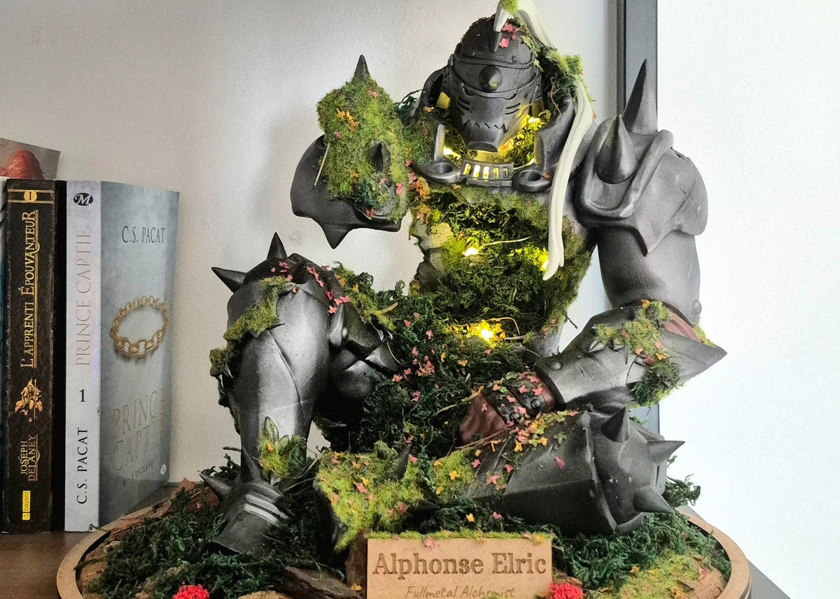 Alphonse Elric Fullmetal Alchemist, diorama lumineux fait main avec mousse et éclairage LED