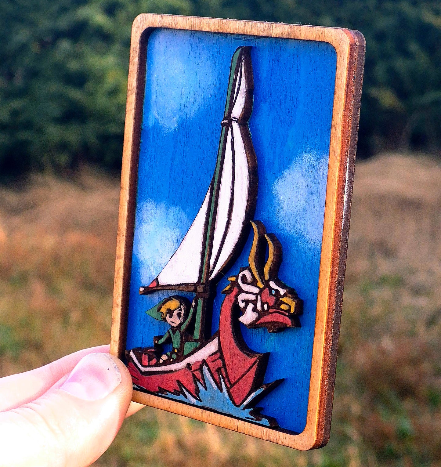 mini tableau Zelda Wind Waker en bois décoration geek