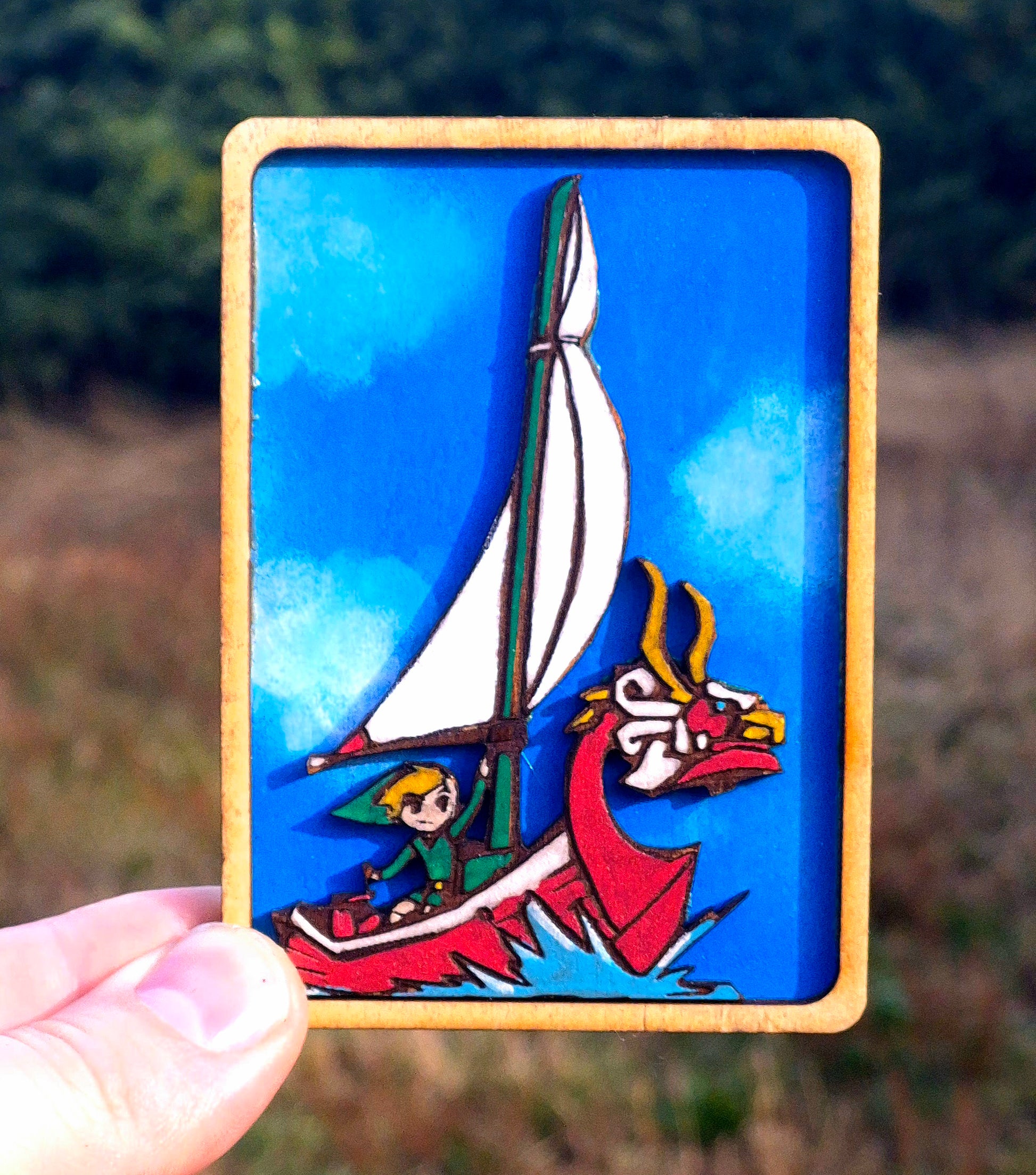 mini tableau Zelda Wind Waker en bois décoration geek