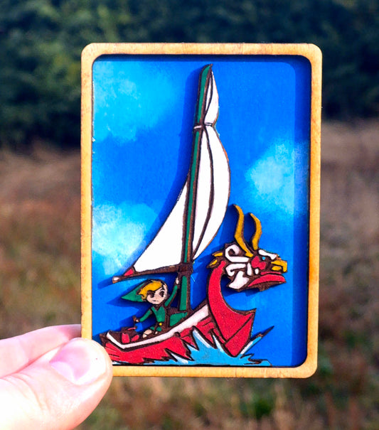 mini tableau Zelda Wind Waker en bois décoration geek