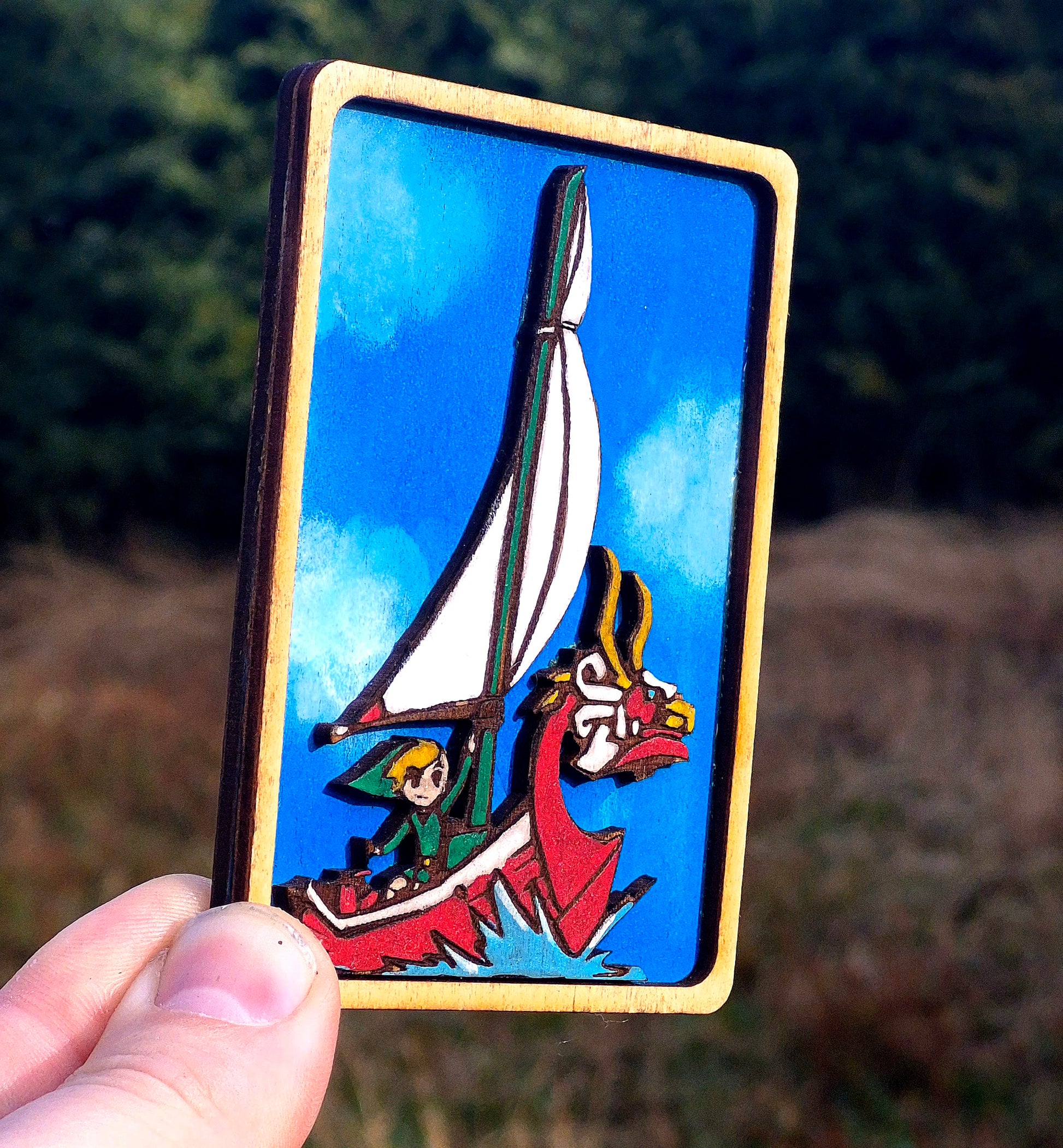 mini tableau Zelda Wind Waker en bois décoration geek